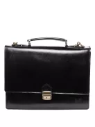 VALÓDI BŐR 2 rekeszes fekete nagy férfi aktatáska