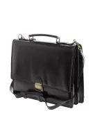 VALÓDI BŐR 2 rekeszes fekete nagy férfi aktatáska