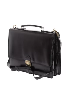 VALÓDI BŐR 2 rekeszes fekete nagy férfi aktatáska