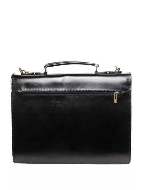 VALÓDI BŐR 2 rekeszes fekete nagy férfi aktatáska