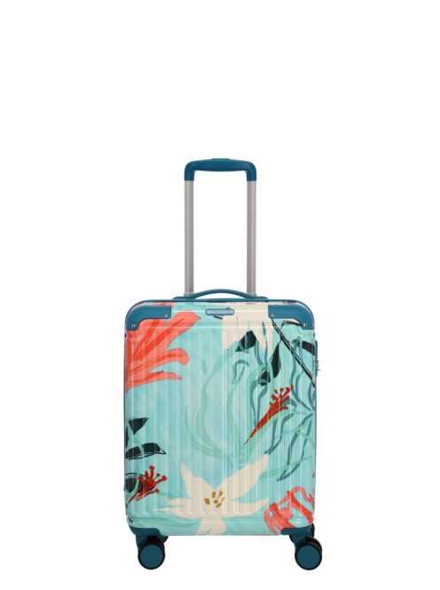 Travelite Cruise türkiz virágos 4 kerekű kabinbőrönd