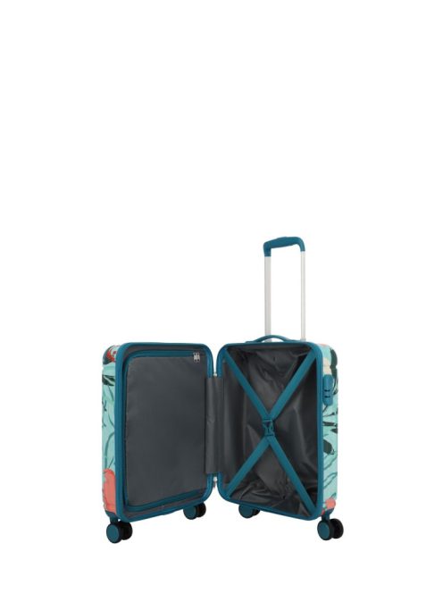 Travelite Cruise türkiz virágos 4 kerekű kabinbőrönd