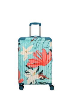   Travelite Cruise türkiz virágos 4 kerekű közepes bőrönd