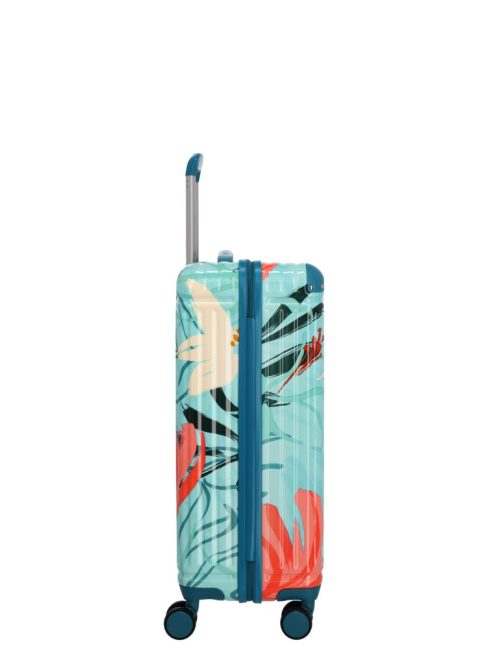 Travelite Cruise türkiz virágos 4 kerekű közepes bőrönd