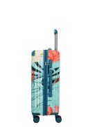 Travelite Cruise türkiz virágos 4 kerekű közepes bőrönd