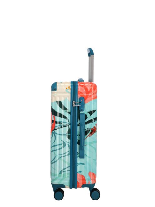 Travelite Cruise türkiz virágos 4 kerekű közepes bőrönd