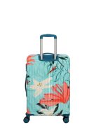 Travelite Cruise türkiz virágos 4 kerekű közepes bőrönd