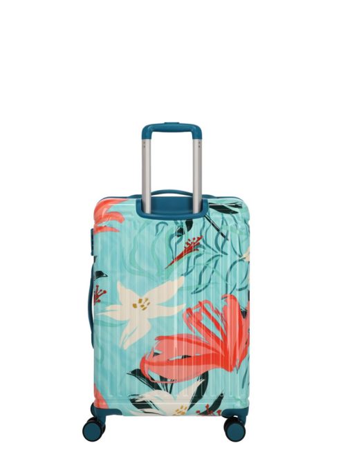 Travelite Cruise türkiz virágos 4 kerekű közepes bőrönd