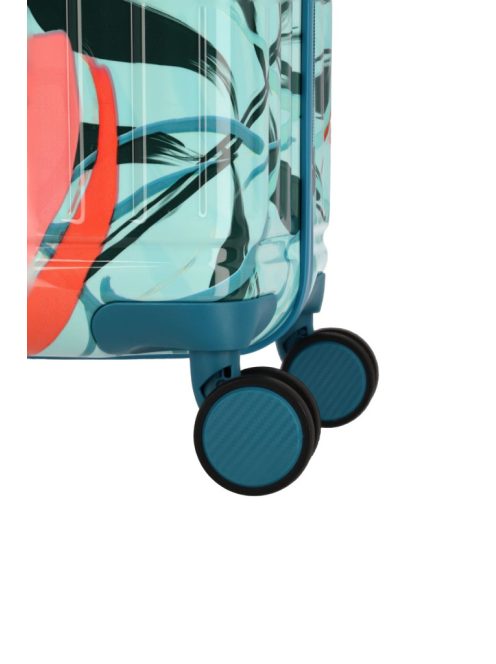 Travelite Cruise türkiz virágos 4 kerekű közepes bőrönd