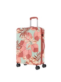  Travelite Cruise bézs-korall virágos 4 kerekű közepes bőrönd