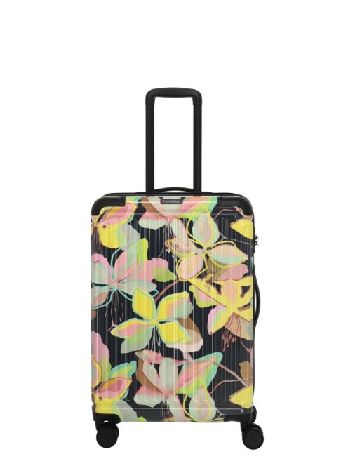 Travelite Cruise sárga virágos 4 kerekű közepes bőrönd