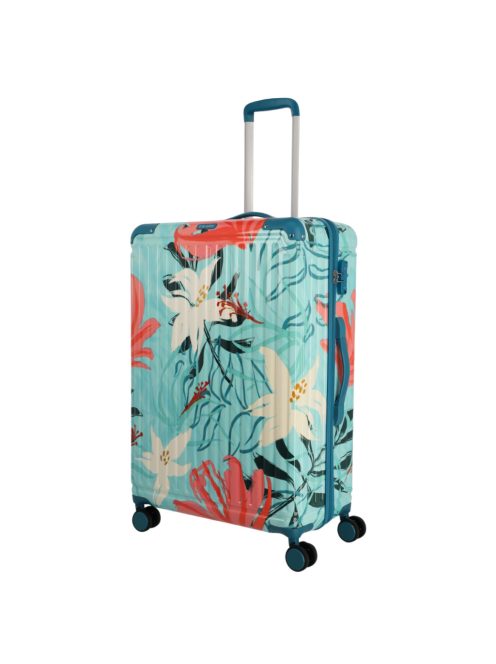Travelite Cruise türkiz virágos 4 kerekű nagy bőrönd