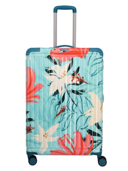 Travelite Cruise türkiz virágos 4 kerekű nagy bőrönd