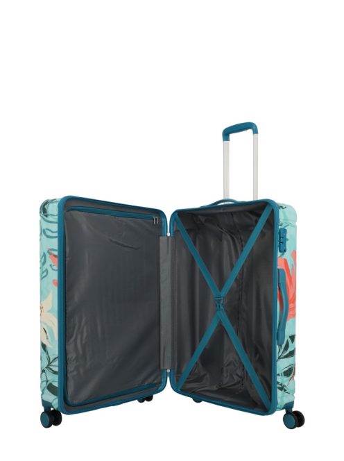 Travelite Cruise türkiz virágos 4 kerekű nagy bőrönd