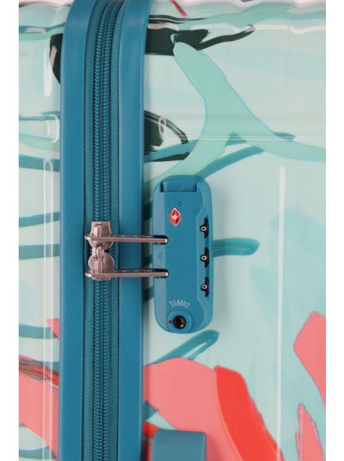 Travelite Cruise türkiz virágos 4 kerekű nagy bőrönd