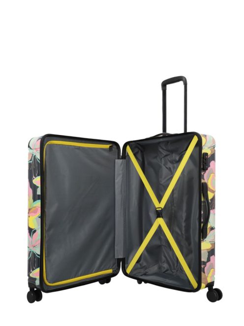 Travelite Cruise sárga virágos 4 kerekű nagy bőrönd