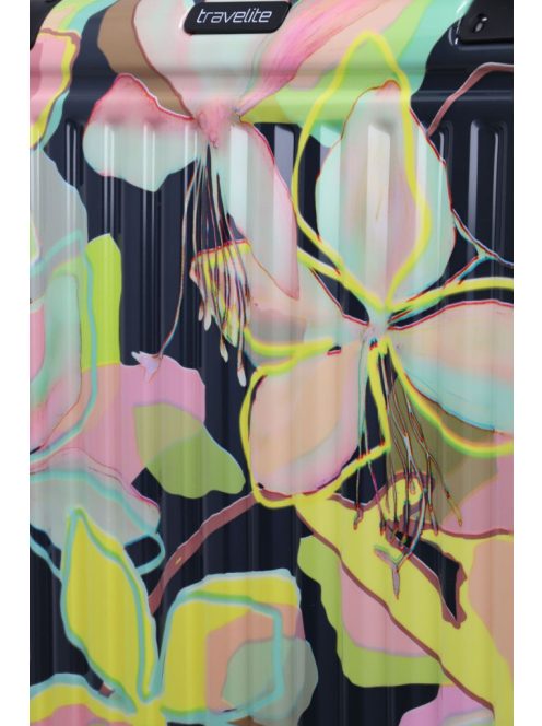 Travelite Cruise sárga virágos 4 kerekű nagy bőrönd