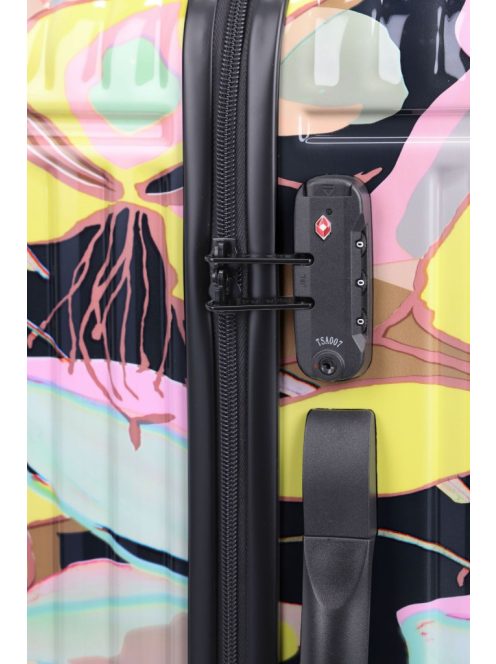 Travelite Cruise sárga virágos 4 kerekű nagy bőrönd