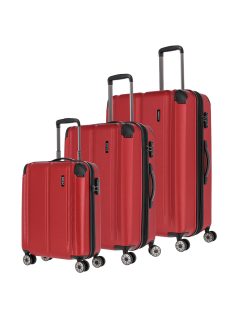 Travelite City piros 4 kerekű 3 részes bőrönd szett
