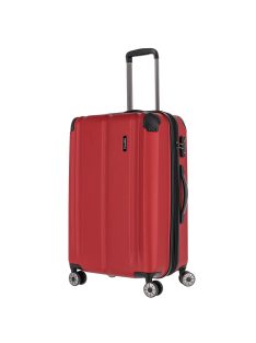   Travelite City piros 4 kerekű bővíthető közepes bőrönd