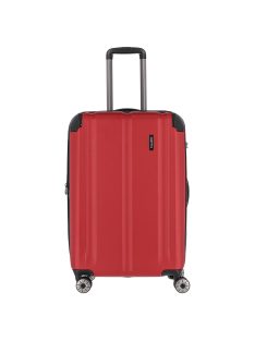   Travelite City piros 4 kerekű bővíthető közepes bőrönd