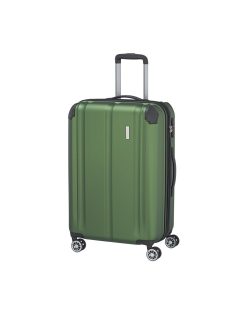 Travelite City közepes bőrönd zöld 4 kerekű bővíthető