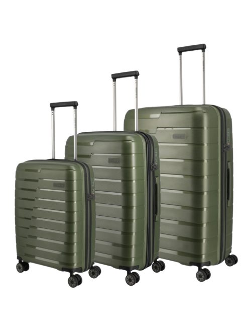 Travelite Air Base zöld 4 kerekű 3 részes bőrönd szett