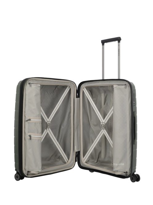 Travelite Air Base zöld 4 kerekű bővíthető közepes bőrönd