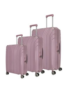  Travelite Elvaa rózsaszín 4 kerekű 3 részes bőrönd szett