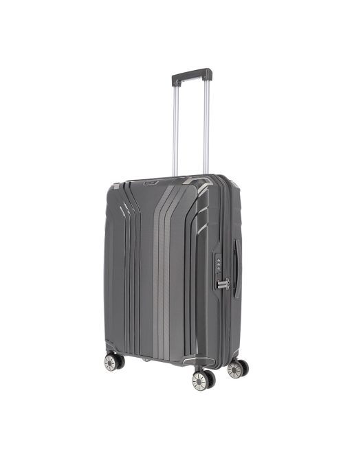 Travelite Elvaa fekete 4 kerekű bővíthető közepes bőrönd