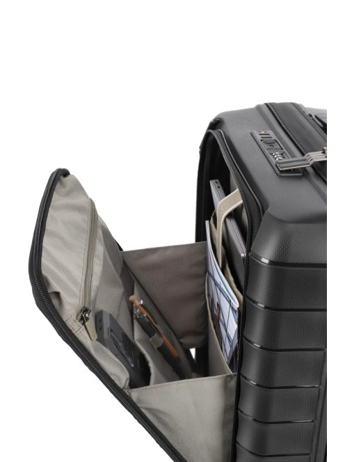 Travelite Mooby fekete 4 kerekű első zsebes kabinbőrönd