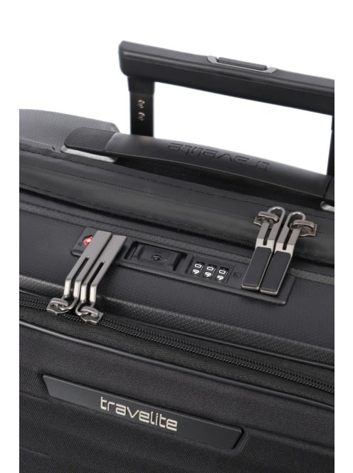 Travelite Mooby fekete 4 kerekű első zsebes kabinbőrönd