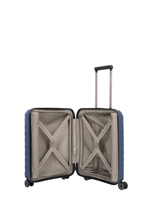 Travelite Mooby kék 4 kerekű első zsebes kabinbőrönd