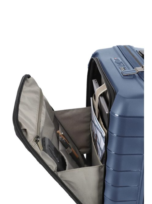 Travelite Mooby kék 4 kerekű első zsebes kabinbőrönd