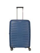 Travelite Mooby kék 4 kerekű bővíthető közepes bőrönd