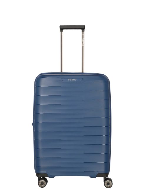 Travelite Mooby kék 4 kerekű bővíthető közepes bőrönd