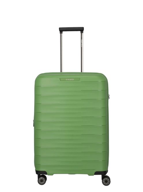 Travelite Mooby zöld 4 kerekű bővíthető közepes bőrönd