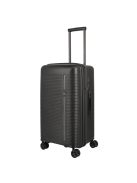 Travelite Roomer fekete 4 kerekű bővíthető közepes bőrönd