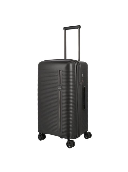 Travelite Roomer fekete 4 kerekű bővíthető közepes bőrönd