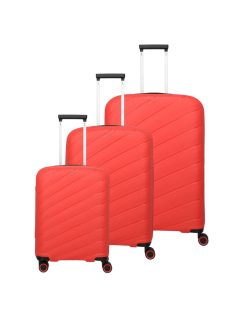 Travelite Burano piros 4 kerekű 3 részes bőrönd szett