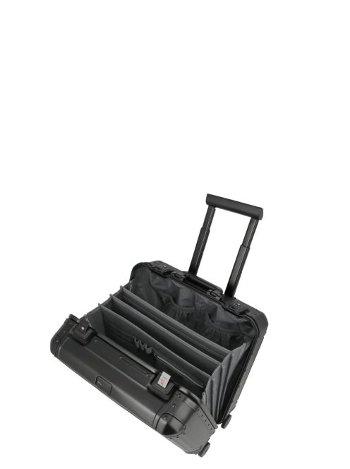 Travelite Next fekete alumínium 4 kerekű üzleti kabinbőrönd