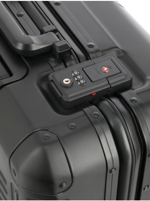 Travelite Next fekete alumínium 4 kerekű üzleti kabinbőrönd