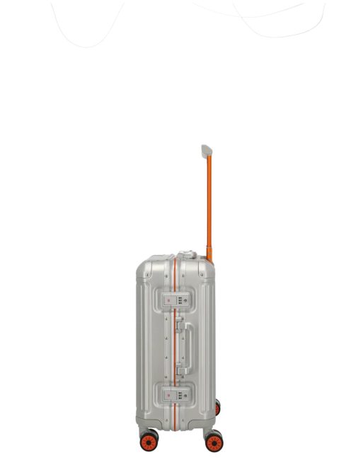 Travelite Next ezüst-narancs alumínium 4 kerekű csatos kabinbőrönd