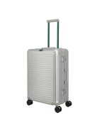 Travelite Next ezüst-zöld alumínium 4 kerekű csatos közepes bőrönd