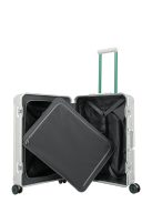 Travelite Next ezüst-zöld alumínium 4 kerekű csatos közepes bőrönd