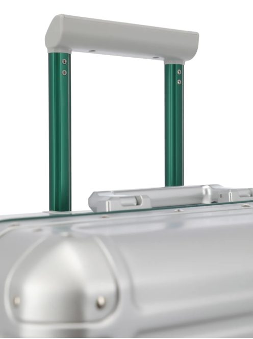 Travelite Next ezüst-zöld alumínium 4 kerekű csatos közepes bőrönd