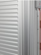 Travelite Next ezüst-narancs alumínium 4 kerekű csatos közepes bőrönd