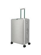 Travelite Next ezüst-zöld alumínium 4 kerekű csatos nagy bőrönd