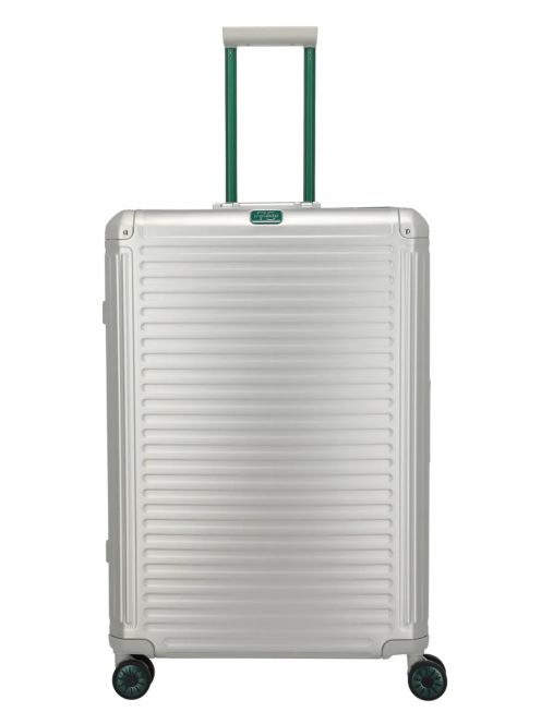 Travelite Next ezüst-zöld alumínium 4 kerekű csatos nagy bőrönd