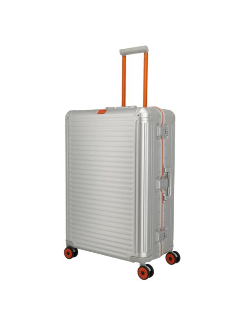 Travelite Next ezüst-narancs alumínium 4 kerekű csatos nagy bőrönd
